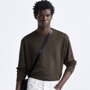 NWT Zara Cotton and Silk Sweater - Brown/Taupe